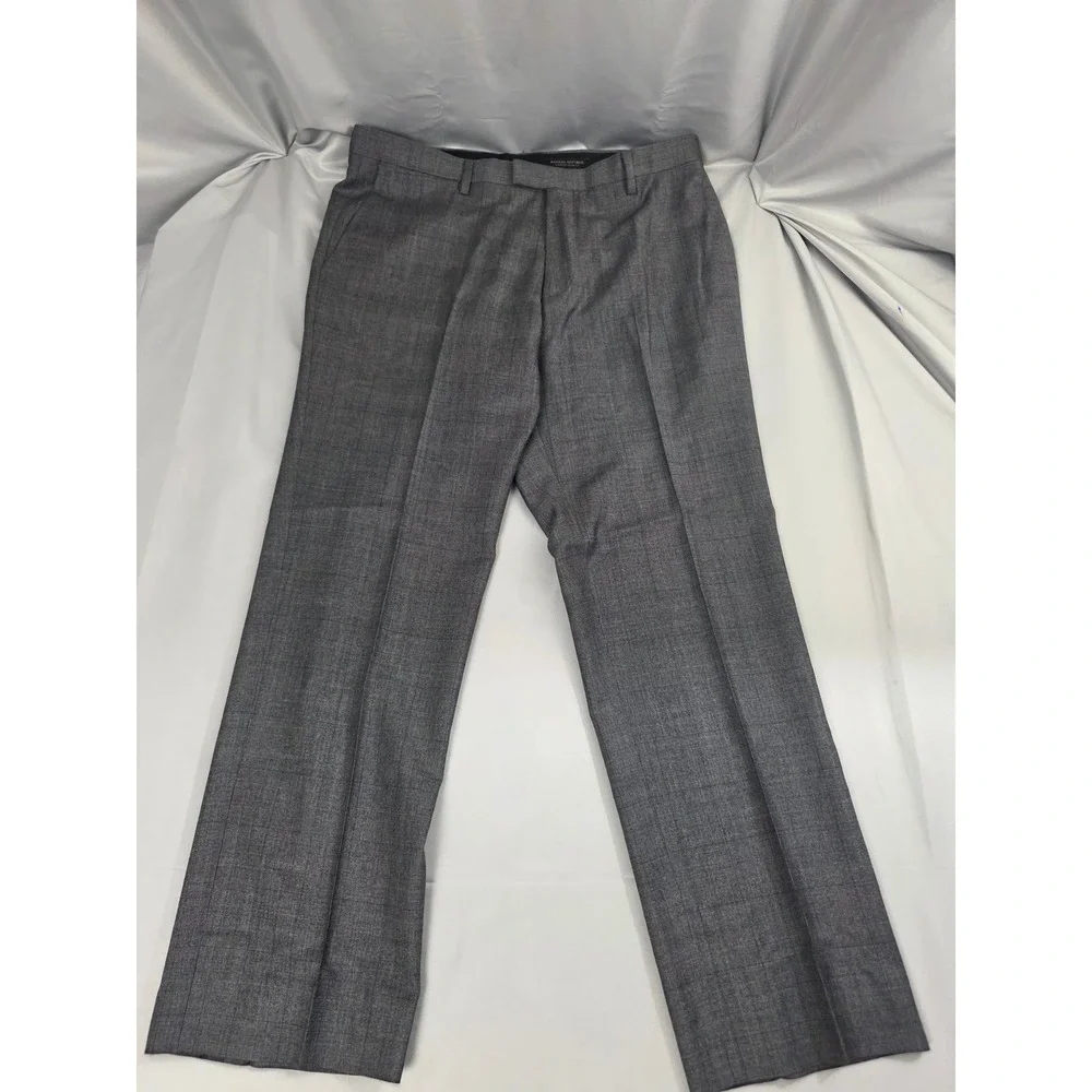 Banana Republic Modern Slim Fit Grey Glen Plaid Dress Pants Mens 36x30